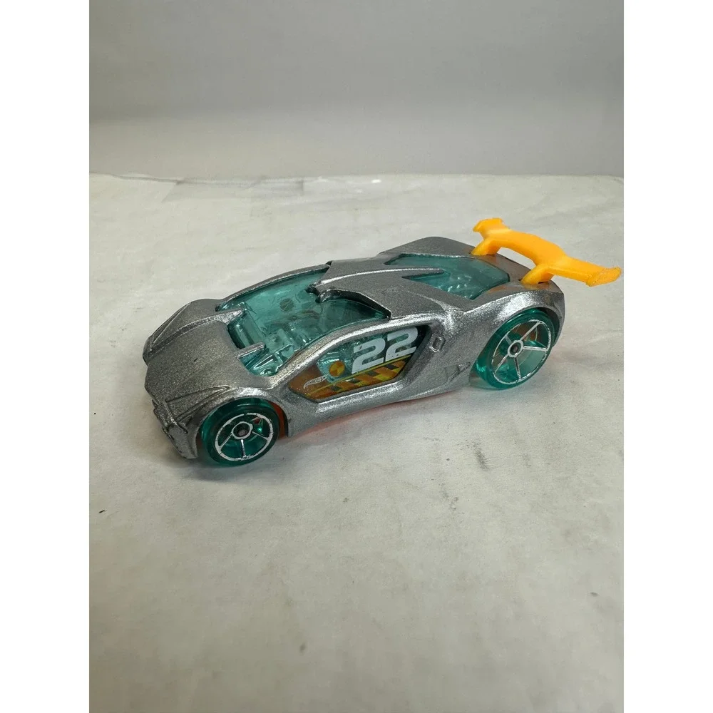Hot‎ Wheels Impavido Custom Diecast Toy Car Silver Orange Spoiler Teal Wheels